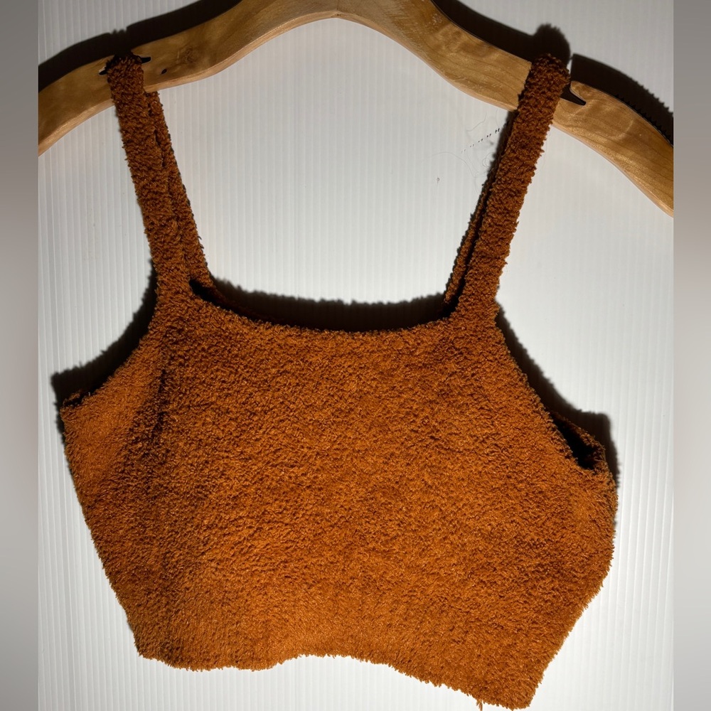 Cozy Orange Fuzzy Crop Top